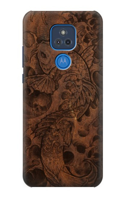 S3405 Fish Tattoo Leather Graphic Print Case For Motorola Moto G Play (2021)