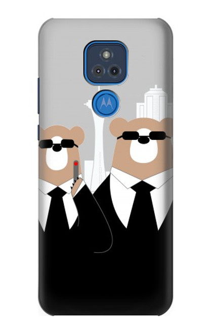 S3557 Bear in Black Suit Case For Motorola Moto G Play (2021)