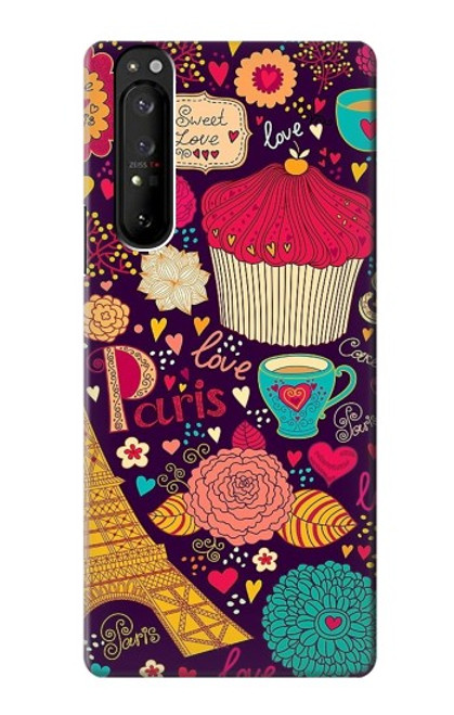 S2353 Paris Cartoon Vintage Pattern Case For Sony Xperia 1 III