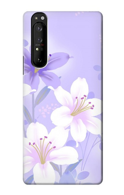 S2361 Purple White Flowers Case For Sony Xperia 1 III