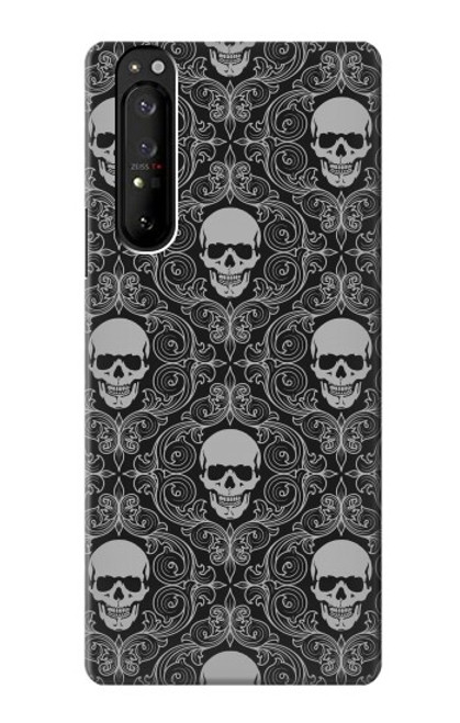 S2371 Skull Vintage Monochrome Pattern Case For Sony Xperia 1 III