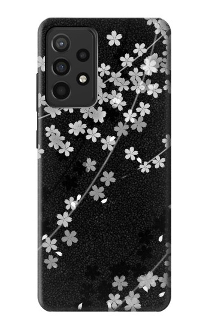 S2544 Japanese Kimono Style Black Flower Pattern Case For Samsung Galaxy A52, Galaxy A52 5G