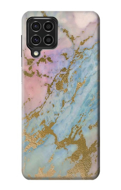 S3717 Rose Gold Blue Pastel Marble Graphic Printed Case For Samsung Galaxy F62