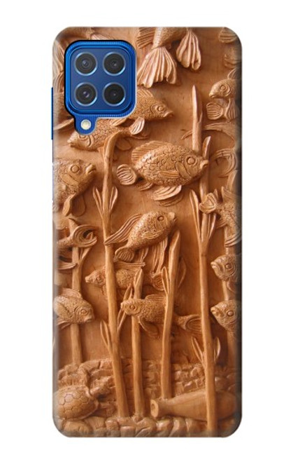 S1307 Fish Wood Carving Graphic Printed Case For Samsung Galaxy M62