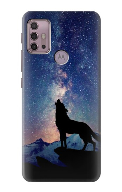 S3555 Wolf Howling Million Star Case For Motorola Moto G30, G20, G10