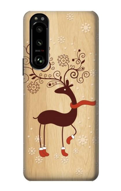 S3081 Wooden Raindeer Graphic Printed Case For Sony Xperia 5 III