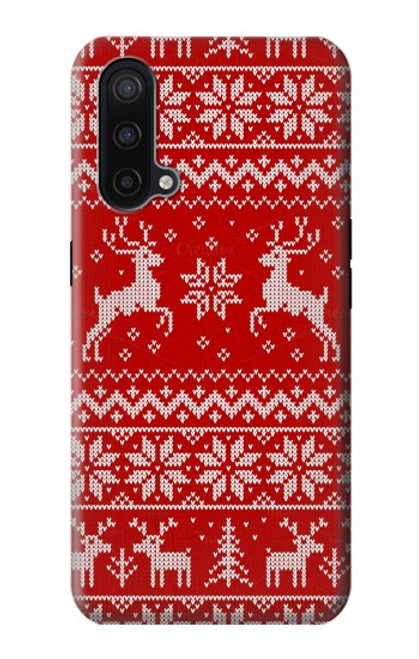 S2835 Christmas Reindeer Knitted Pattern Case For OnePlus Nord CE 5G