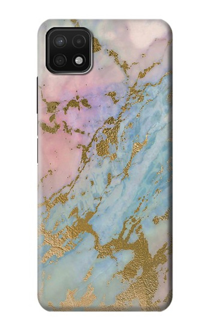 S3717 Rose Gold Blue Pastel Marble Graphic Printed Case For Samsung Galaxy A22 5G