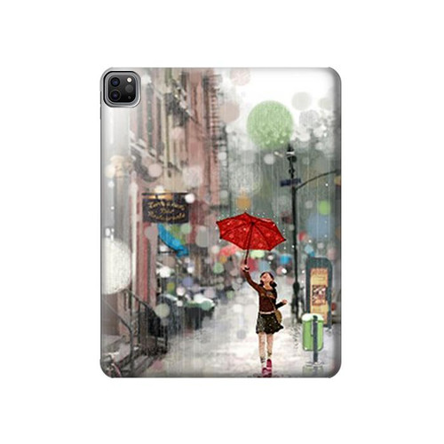 S0108 Girl in The Rain Hard Case For iPad Pro 12.9 (2022,2021,2020,2018, 3rd, 4th, 5th, 6th)