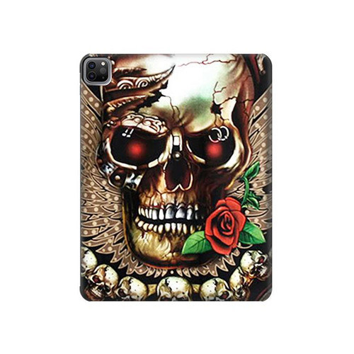 S0753 Skull Wing Rose Punk Hard Case For iPad Pro 12.9 (2022,2021,2020,2018, 3rd, 4th, 5th, 6th)