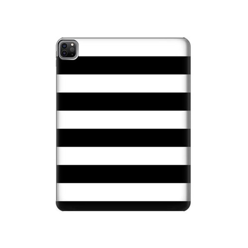 S1596 Black and White Striped Hard Case For iPad Pro 12.9 (2022,2021,2020,2018, 3rd, 4th, 5th, 6th)