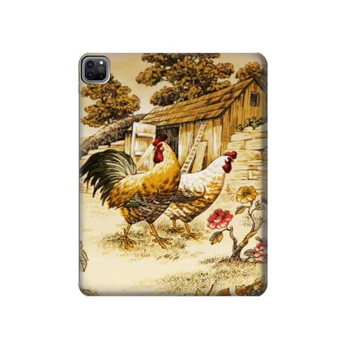 S2181 French Country Chicken Hard Case For iPad Pro 12.9 (2022,2021,2020,2018, 3rd, 4th, 5th, 6th)