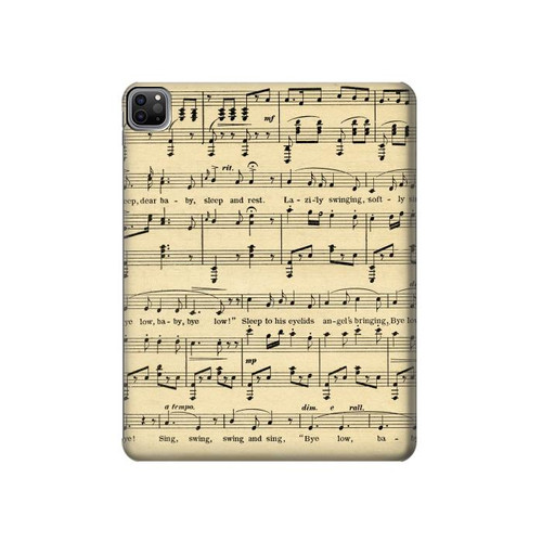 S2504 Vintage Music Sheet Hard Case For iPad Pro 12.9 (2022, 2021, 2020, 2018), iPad Air 13 (2025, 2024)