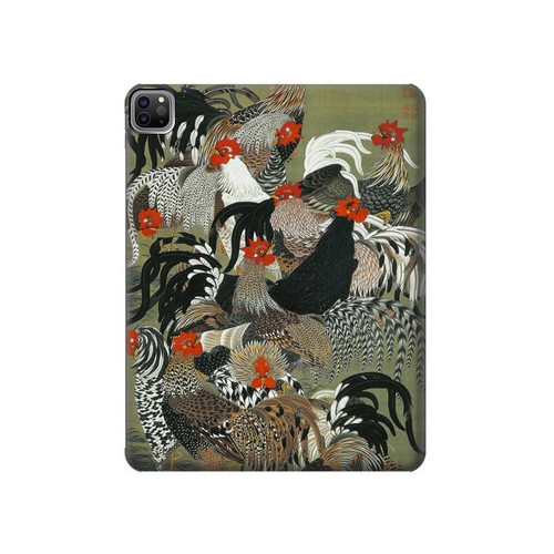 S2699 Ito Jakuchu Rooster Hard Case For iPad Pro 12.9 (2022,2021,2020,2018, 3rd, 4th, 5th, 6th)
