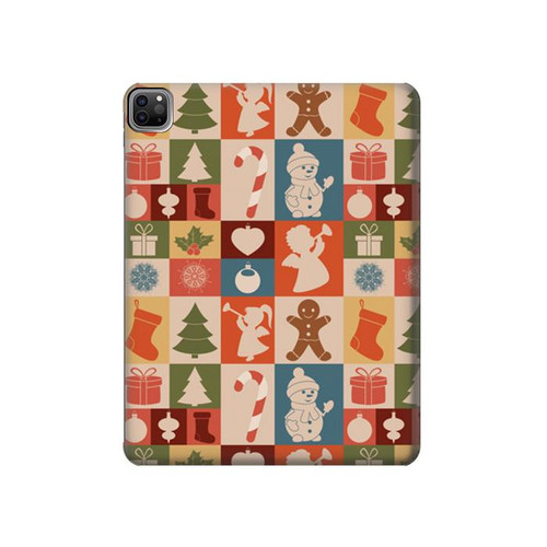 S2854 Cute Xmas Pattern Hard Case For iPad Pro 12.9 (2022,2021,2020,2018, 3rd, 4th, 5th, 6th)