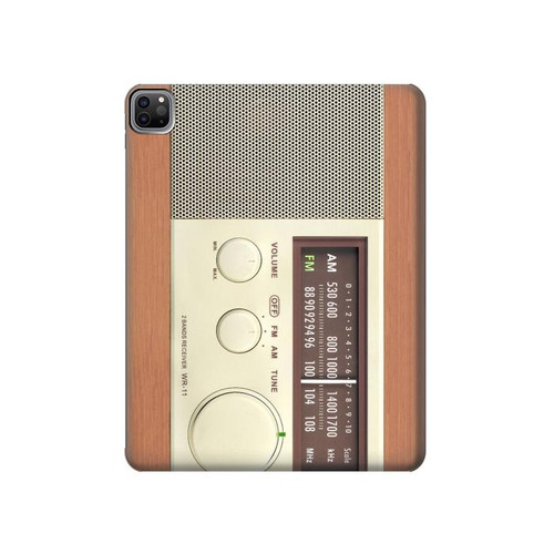 S3165 FM AM Wooden Receiver Graphic Hard Case For iPad Pro 12.9 (2022, 2021, 2020, 2018), iPad Air 13 (2025, 2024)