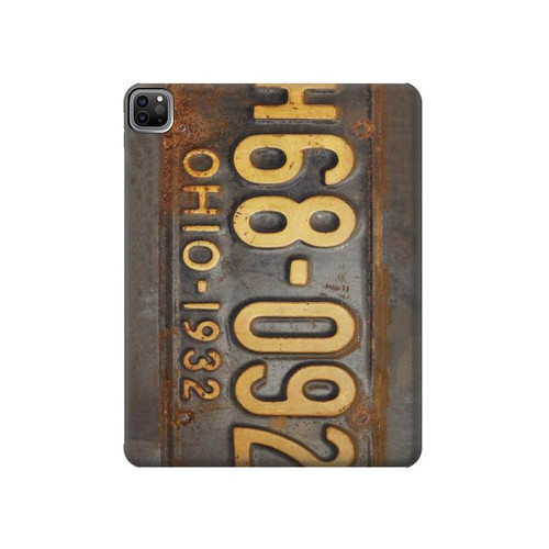 S3228 Vintage Car License Plate Hard Case For iPad Pro 12.9 (2022, 2021, 2020, 2018), iPad Air 13 (2025, 2024)