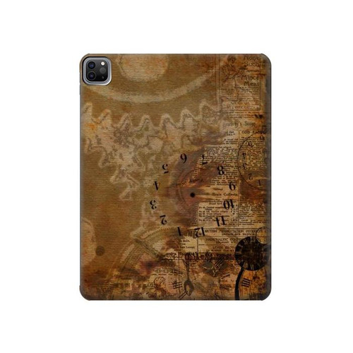 S3456 Vintage Paper Clock Steampunk Hard Case For iPad Pro 12.9 (2022, 2021, 2020, 2018), iPad Air 13 (2025, 2024)