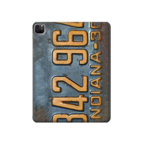 S3750 Vintage Vehicle Registration Plate Hard Case For iPad Pro 12.9 (2022,2021,2020,2018, 3rd, 4th, 5th, 6th)