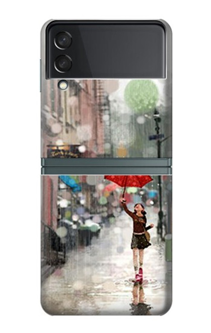 S0108 Girl in The Rain Case For Samsung Galaxy Z Flip 3 5G