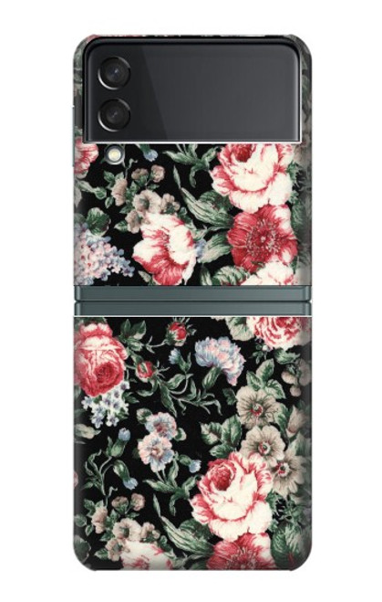S2727 Vintage Rose Pattern Case For Samsung Galaxy Z Flip 3 5G