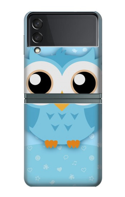 S3029 Cute Blue Owl Case For Samsung Galaxy Z Flip 3 5G