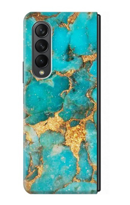 S2906 Aqua Turquoise Stone Case For Samsung Galaxy Z Fold 3 5G