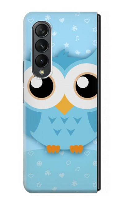S3029 Cute Blue Owl Case For Samsung Galaxy Z Fold 3 5G