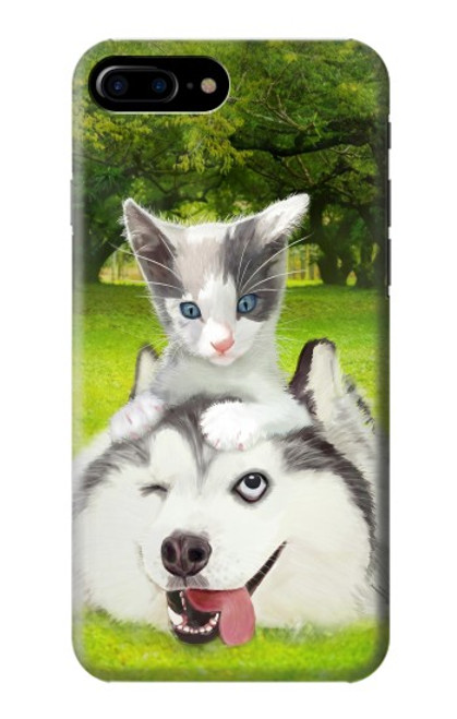 S3795 Grumpy Kitten Cat Playful Siberian Husky Dog Paint Case For iPhone 7 Plus, iPhone 8 Plus