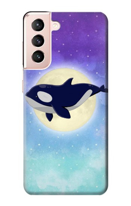 S3807 Killer Whale Orca Moon Pastel Fantasy Case For Samsung Galaxy S21 5G