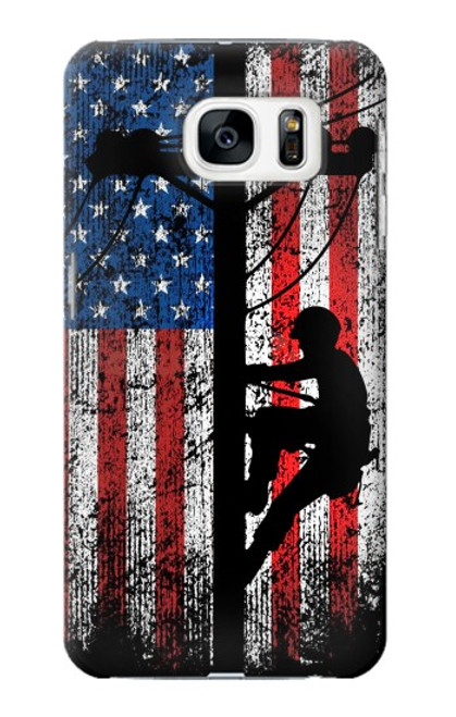 S3803 Electrician Lineman American Flag Case For Samsung Galaxy S7