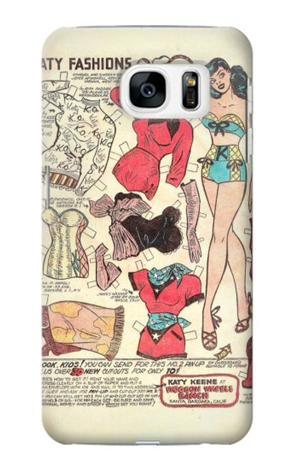 S3820 Vintage Cowgirl Fashion Paper Doll Case For Samsung Galaxy S7
