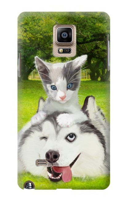 S3795 Grumpy Kitten Cat Playful Siberian Husky Dog Paint Case For Samsung Galaxy Note 4
