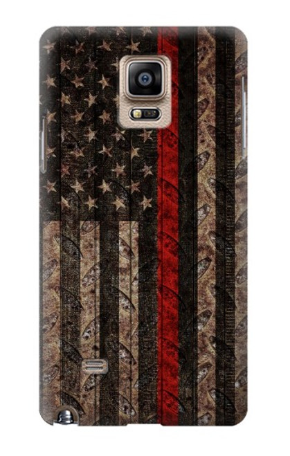 S3804 Fire Fighter Metal Red Line Flag Graphic Case For Samsung Galaxy Note 4