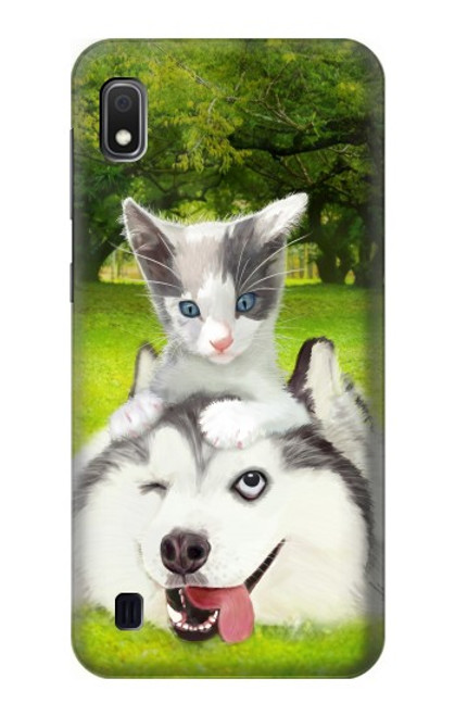S3795 Grumpy Kitten Cat Playful Siberian Husky Dog Paint Case For Samsung Galaxy A10