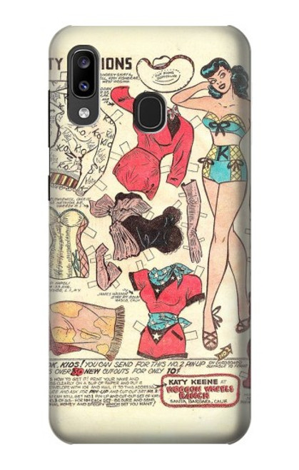 S3820 Vintage Cowgirl Fashion Paper Doll Case For Samsung Galaxy A20, Galaxy A30