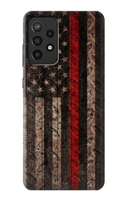 S3804 Fire Fighter Metal Red Line Flag Graphic Case For Samsung Galaxy A72, Galaxy A72 5G