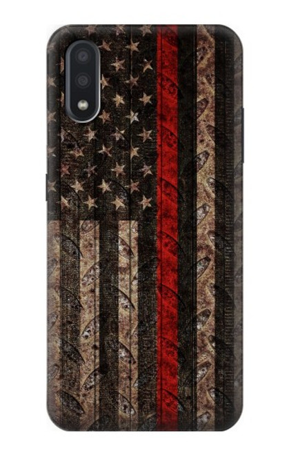 S3804 Fire Fighter Metal Red Line Flag Graphic Case For Samsung Galaxy A01