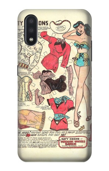 S3820 Vintage Cowgirl Fashion Paper Doll Case For Samsung Galaxy A01