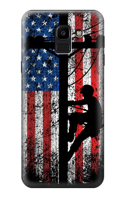 S3803 Electrician Lineman American Flag Case For Samsung Galaxy J6 (2018)