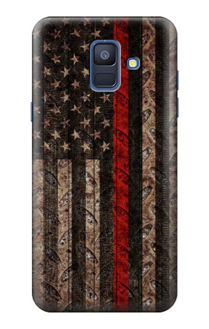 S3804 Fire Fighter Metal Red Line Flag Graphic Case For Samsung Galaxy A6 (2018)