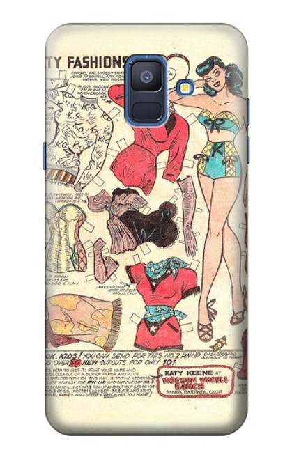 S3820 Vintage Cowgirl Fashion Paper Doll Case For Samsung Galaxy A6 (2018)