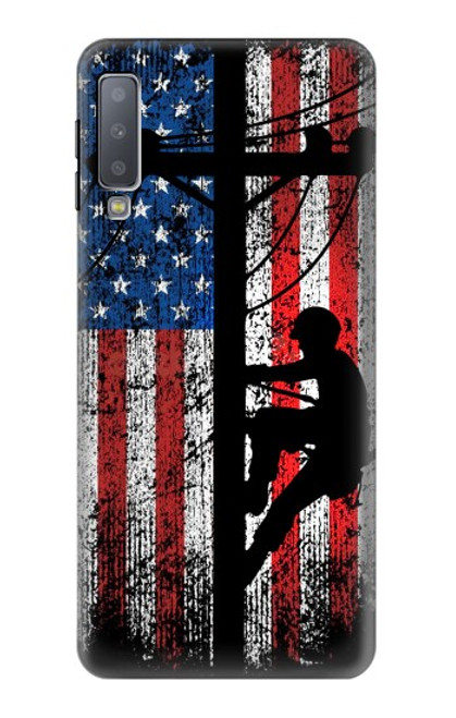 S3803 Electrician Lineman American Flag Case For Samsung Galaxy A7 (2018)