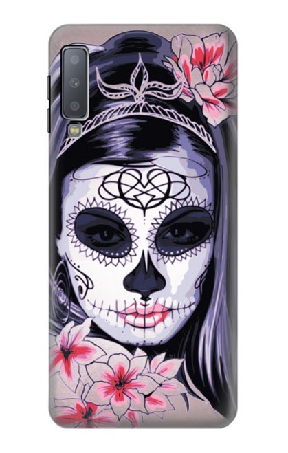 S3821 Sugar Skull Steam Punk Girl Gothic Case For Samsung Galaxy A7 (2018)