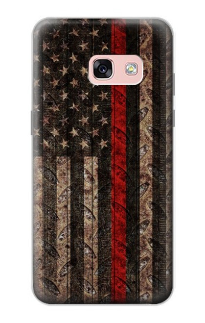 S3804 Fire Fighter Metal Red Line Flag Graphic Case For Samsung Galaxy A3 (2017)