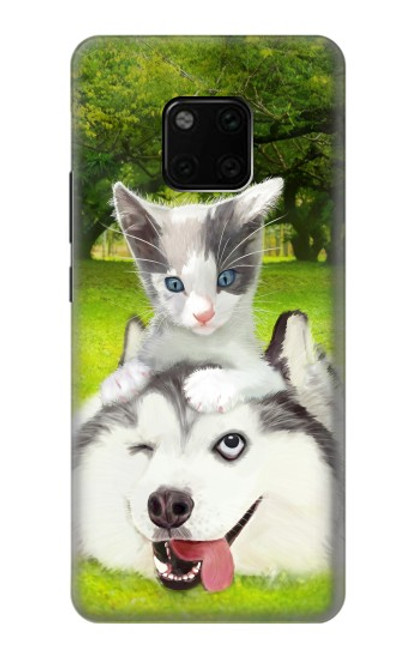 S3795 Grumpy Kitten Cat Playful Siberian Husky Dog Paint Case For Huawei Mate 20 Pro