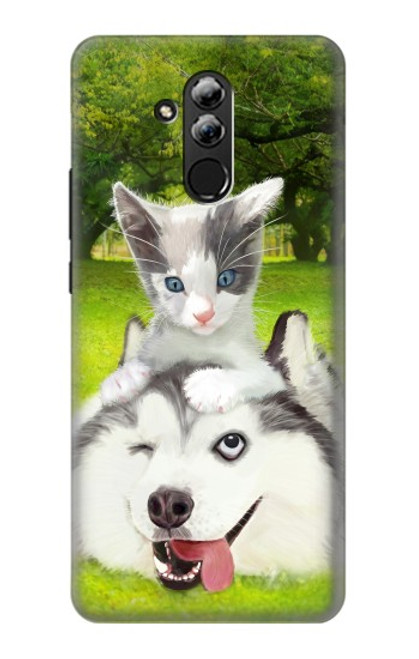 S3795 Grumpy Kitten Cat Playful Siberian Husky Dog Paint Case For Huawei Mate 20 lite