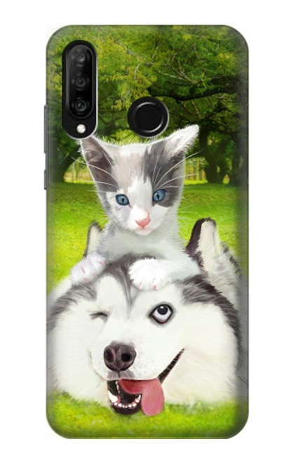 S3795 Grumpy Kitten Cat Playful Siberian Husky Dog Paint Case For Huawei P30 lite
