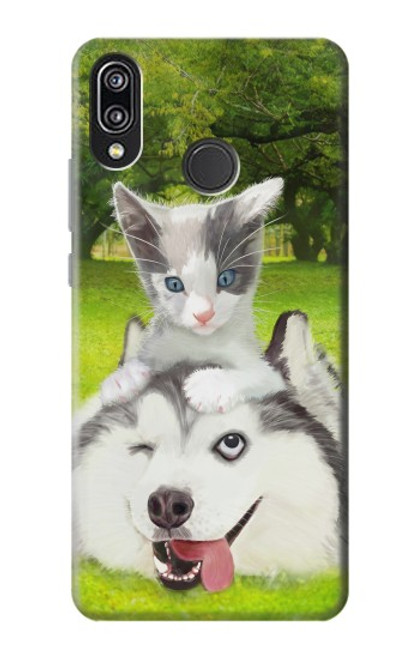 S3795 Grumpy Kitten Cat Playful Siberian Husky Dog Paint Case For Huawei P20 Lite