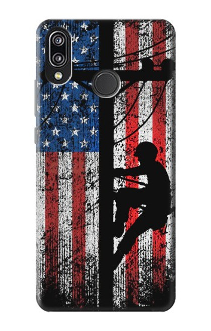 S3803 Electrician Lineman American Flag Case For Huawei P20 Lite